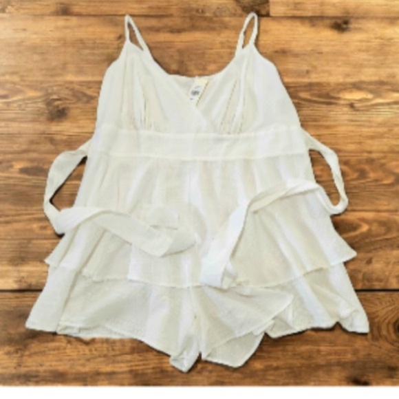 Fashion to Figure Pants - Fashion to Figure White Ruffled Jumpsuit
